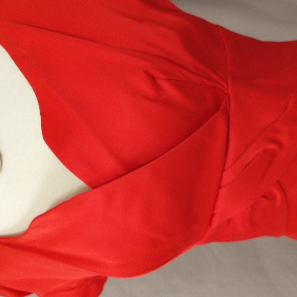 Red Satin Fifties Party Dress Vintage 50's Feminine Fit and Flare made in USA - Picture 8 of 14